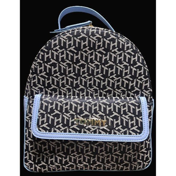 Tommy Hilfiger Handbags - Tommy Hilfiger Classic Monogram with Pop‎ of Color, Backpack, Black and White
